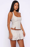 Runaway Heart Mini Skort Beige Check