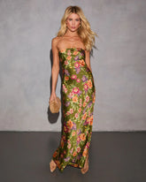 Selina Abstract Strapless Maxi Dress