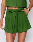 Natalie Linen Pocketed Tie Waist Shorts