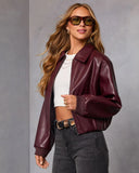 Laiken Cropped Leather Bomber Jacket