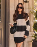 Chic Frills Contrast Stripe Sweater Dress