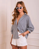 Wenden Striped Button Down Top