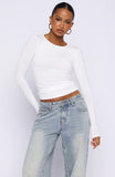 Only For Tonight Long Sleeve Top White
