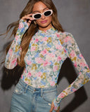 Kathleen Floral Mesh Mockneck Top