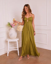 Emarah Cut Out Fit And Flare Midi Dress