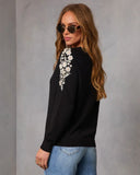 Air of Romance Embroidered Shoulder Knit Sweater