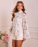 Rosewater Meadow Floral Button Down Top