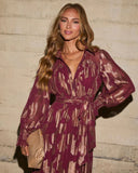 Vionette Printed Wrap Tie Maxi Dress