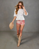 Soft Romance Eyelet Peplum Top