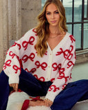 Winter Willow Bow Print Cardigan