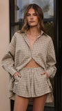 Arli Shorts Beige Brown Plaid