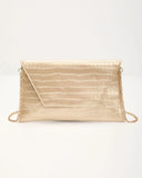 Perfect Timing Croc Metallic Envelope Clutch