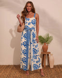 Demie Floral Waist Tie Jumpsuit