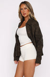 Skip Town Knit Booty Shorts Cream