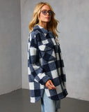 Elysie Curled Knit Plaid Jacket