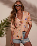 Chance Of Sun Novelty Button Down Top