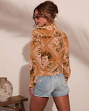 Mediterranean Muse Floral Front Tie Top