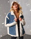 Beatrise Denim Contrast Sherpa Coat
