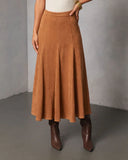 Maicie Pleated Faux Suede Maxi Skirt