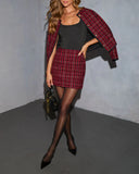 Cranberry Lane Tweed Plaid Mini Skirt