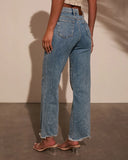 Mandy High Rise Stretch Frayed Relaxed Denim
