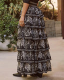 Ruelle Printed Tiered Maxi Skirt