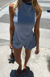 Still Love Me Faux Suede Mini Shorts Cornflower Blue