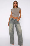 Maeve Low Rise Wide Leg Jeans Sand