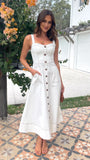 Indigo Midi Dress White Denim