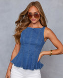 Samiah Denim Peplum Top