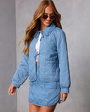 Roisin Front Tie Quilted Denim Jacket