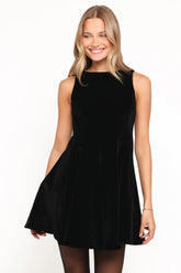 Pearla Mini Dress Black Velvet
