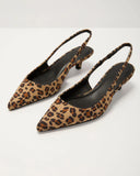 Chic Prowess Leopard Print Slingback Kitten Heels