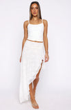 Dancing On My Own Lace Midi Skirt White