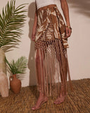 Sunny Views Wrap Fringe Mini Skirt
