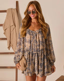 Moonlit Bloom Printed Tiered Romper