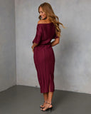 Ceyvan Off The Shoulder Plisse Maxi Dress