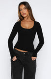 Whisper To You Long Sleeve Top Black