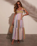 Sweet Spring Patchwork Maxi Dress