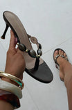 Nina Beaded Mules Chocolate