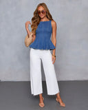 Samiah Denim Peplum Top