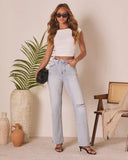 Crystal Super Stretch Distressed Relaxed Denim