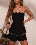 Laguna Nights Strapless Contrast Trim Top