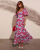 Elisson Floral Puff Sleeve Maxi Dress