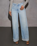 Laylia Stretch Distressed Wide Leg Jeans