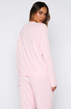 Come A Long Way Soft Lounge Relaxed Long Sleeve Ribbed Tee Pink