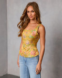Poised Petal Embroidered Satin Top