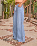 Remieh Stretch High Rise Wide Leg Drawstring Jeans
