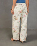 Sunlit Petals Rigid Mid Rise Wide Leg Floral Jeans