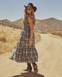 Lindah Smocked Plaid Maxi Dress
